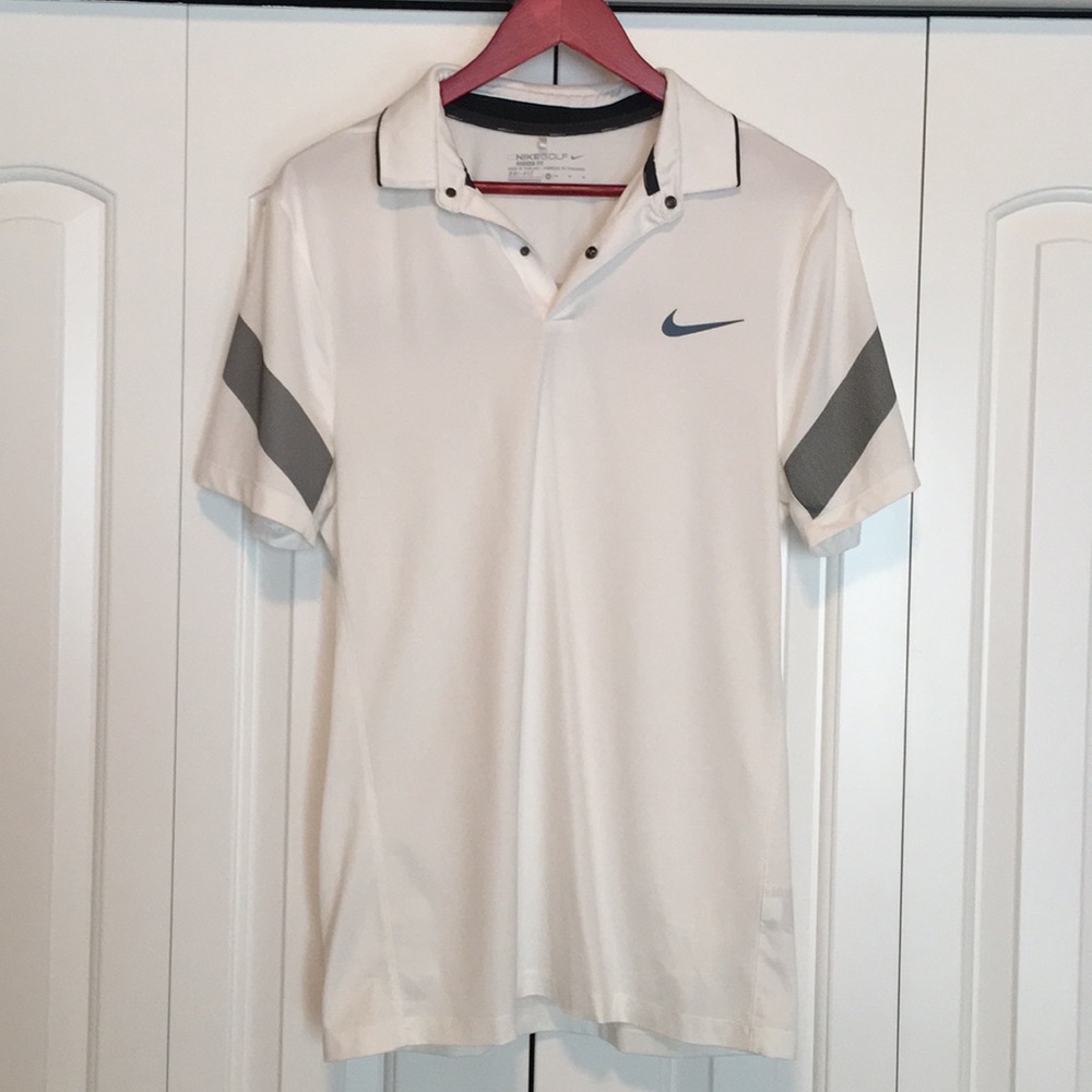 Nike white and gray men’s golf shirt, size M